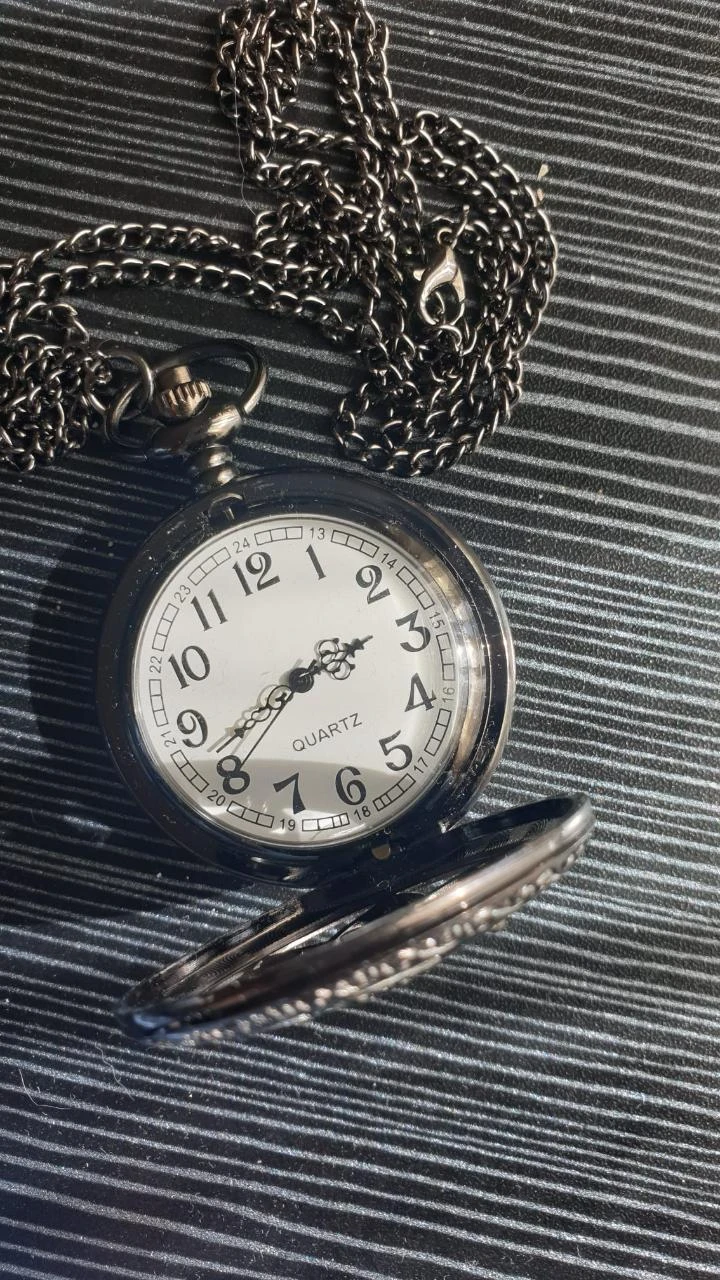 Montre de Poche Vintage Noir et Argent – photo 4